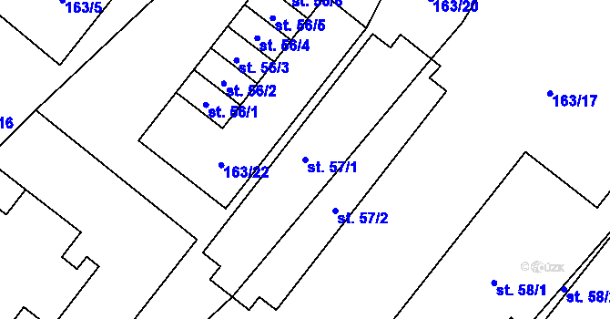Parcela st. 57/1 v KÚ Černíč, Katastrální mapa