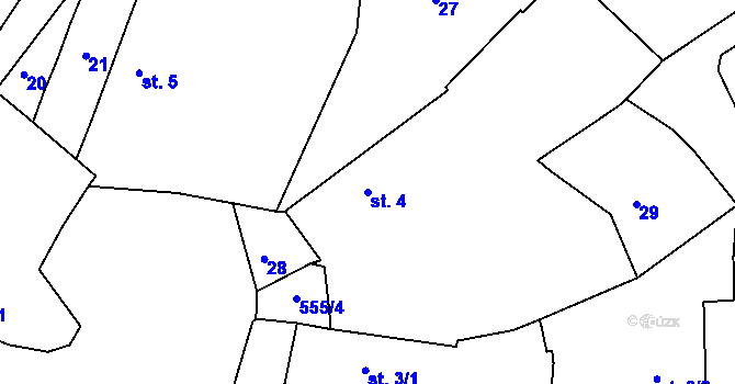 Parcela st. 4 v KÚ Myslůvka, Katastrální mapa