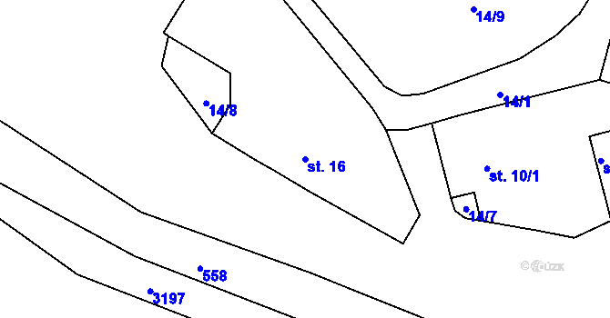 Parcela st. 16 v KÚ Myslůvka, Katastrální mapa
