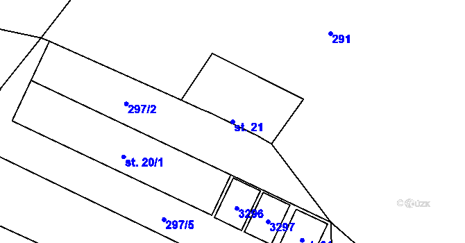 Parcela st. 21 v KÚ Myslůvka, Katastrální mapa