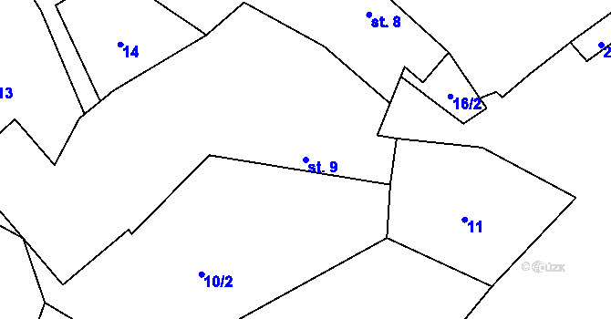 Parcela st. 9 v KÚ Slaviboř, Katastrální mapa