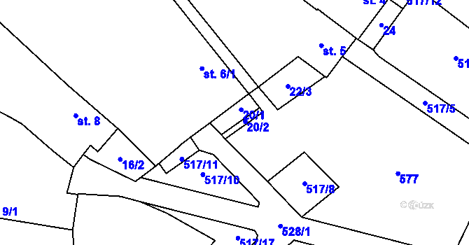 Parcela st. 20 v KÚ Slaviboř, Katastrální mapa