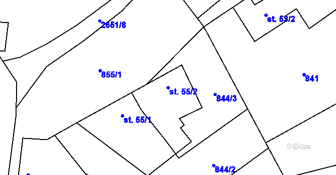 Parcela st. 55/2 v KÚ Černičí, Katastrální mapa