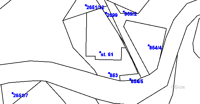 Parcela st. 61 v KÚ Černičí, Katastrální mapa