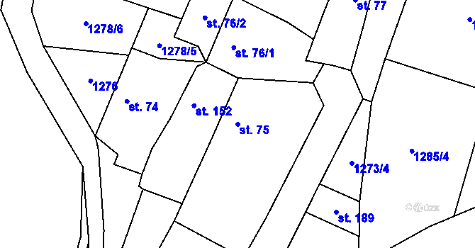 Parcela st. 75 v KÚ Černičí, Katastrální mapa