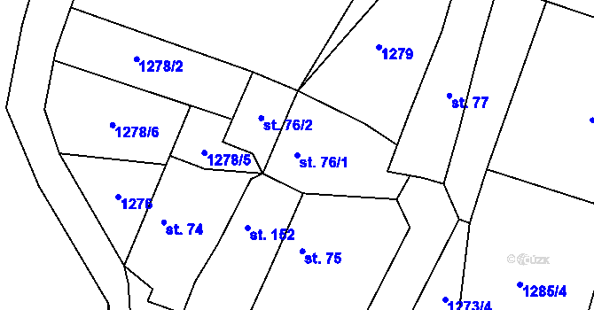 Parcela st. 76/1 v KÚ Černičí, Katastrální mapa