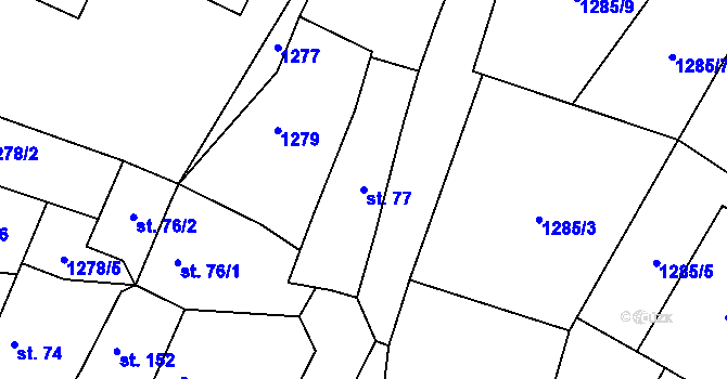 Parcela st. 77 v KÚ Černičí, Katastrální mapa
