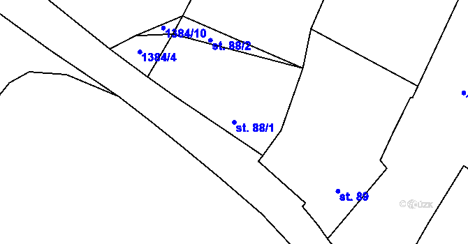 Parcela st. 88/1 v KÚ Černičí, Katastrální mapa