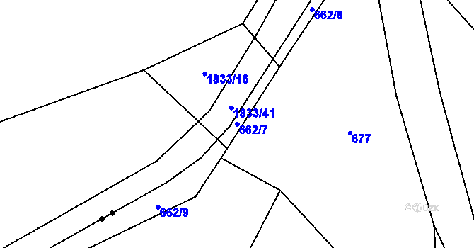 Parcela st. 662/7 v KÚ Černičí, Katastrální mapa