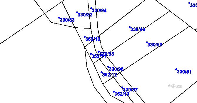 Parcela st. 330/95 v KÚ Černičí, Katastrální mapa