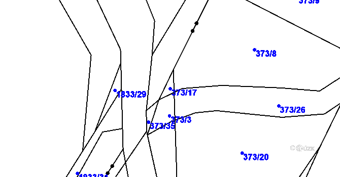 Parcela st. 373/17 v KÚ Černičí, Katastrální mapa