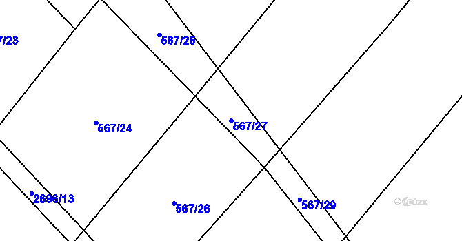 Parcela st. 567/27 v KÚ Černičí, Katastrální mapa