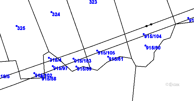 Parcela st. 915/105 v KÚ Černičí, Katastrální mapa