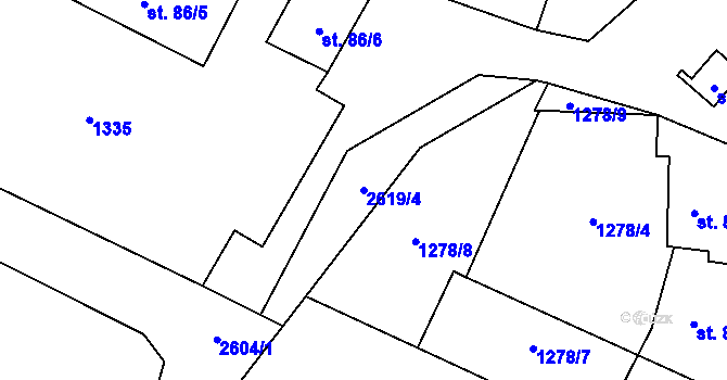 Parcela st. 2619/4 v KÚ Černičí, Katastrální mapa