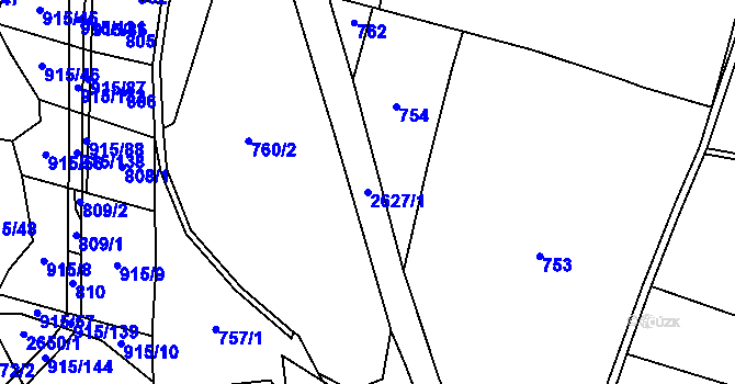 Parcela st. 2627/1 v KÚ Černičí, Katastrální mapa