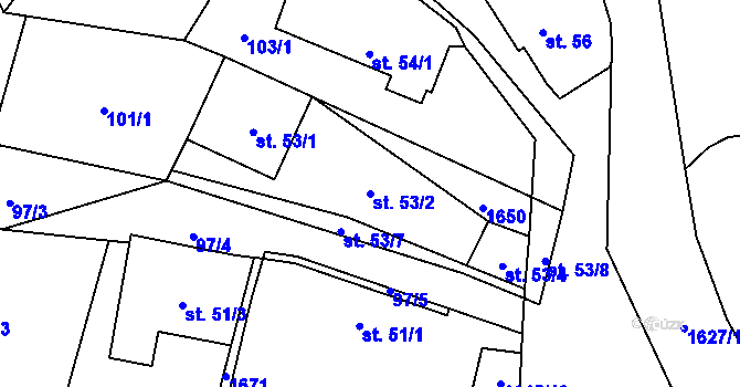 Parcela st. 53/2 v KÚ Černíkov, Katastrální mapa