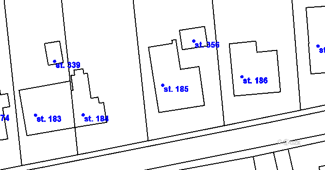 Parcela st. 185 v KÚ Černíkovice, Katastrální mapa