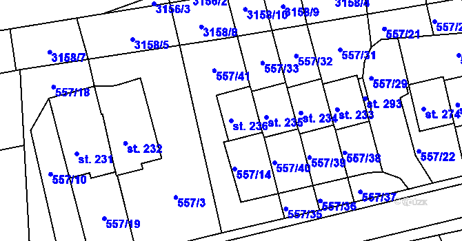 Parcela st. 236 v KÚ Černíkovice, Katastrální mapa