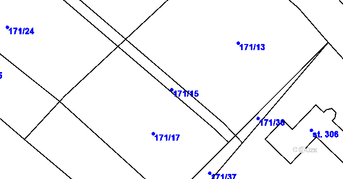 Parcela st. 171/15 v KÚ Černíkovice, Katastrální mapa