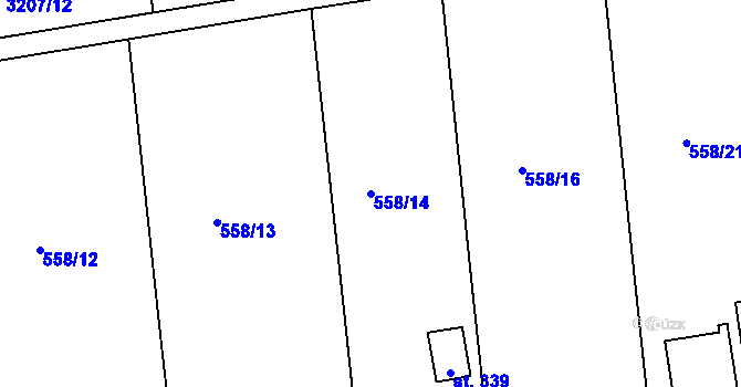 Parcela st. 558/14 v KÚ Černíkovice, Katastrální mapa