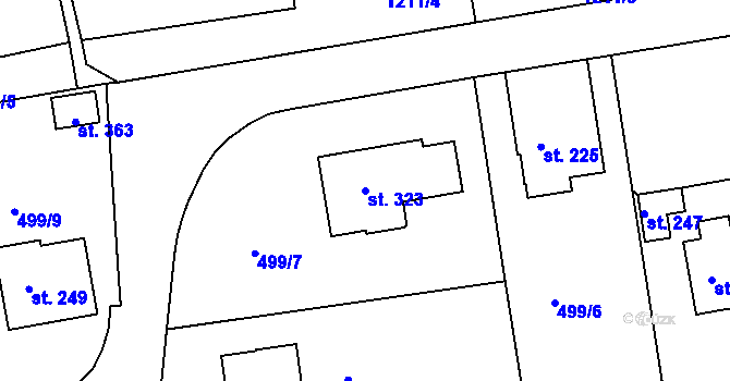 Parcela st. 323 v KÚ Černíkovice, Katastrální mapa
