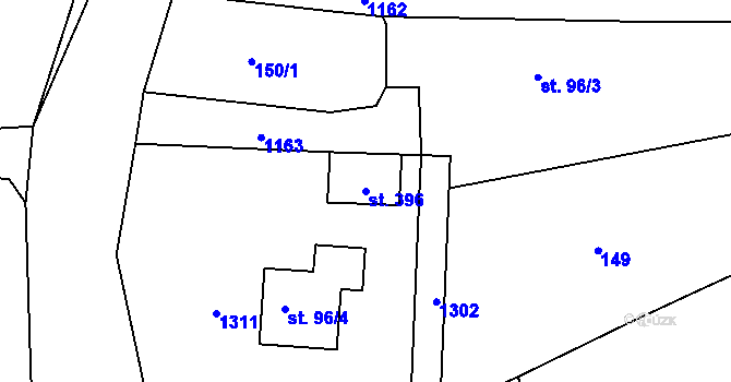 Parcela st. 396 v KÚ Černíkovice, Katastrální mapa