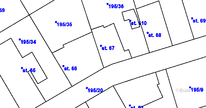 Parcela st. 67 v KÚ Černíky, Katastrální mapa