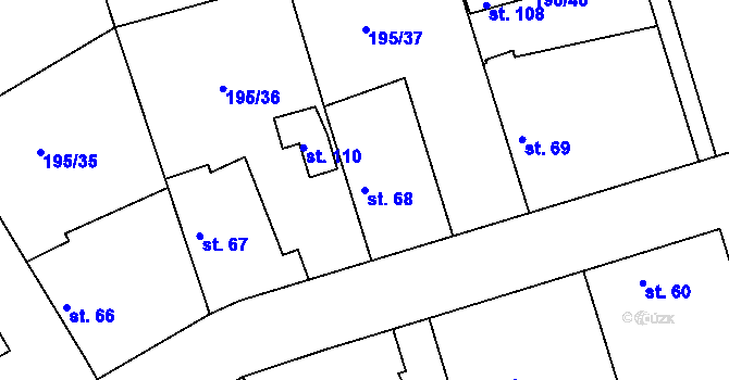 Parcela st. 68 v KÚ Černíky, Katastrální mapa