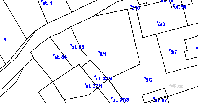 Parcela st. 5/1 v KÚ Černíky, Katastrální mapa