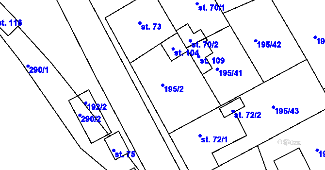Parcela st. 195/2 v KÚ Černíky, Katastrální mapa