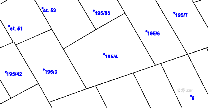 Parcela st. 195/4 v KÚ Černíky, Katastrální mapa