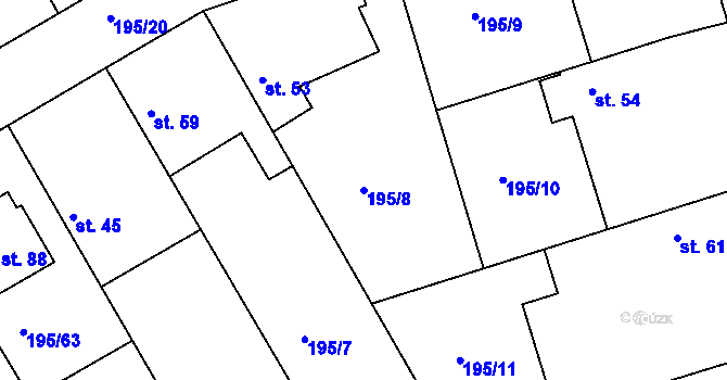 Parcela st. 195/8 v KÚ Černíky, Katastrální mapa