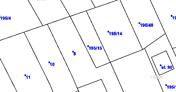 Parcela st. 195/15 v KÚ Černíky, Katastrální mapa