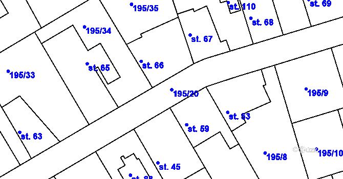 Parcela st. 195/20 v KÚ Černíky, Katastrální mapa