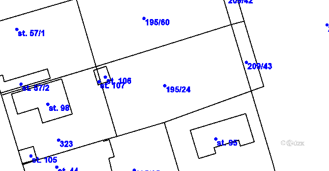 Parcela st. 195/24 v KÚ Černíky, Katastrální mapa