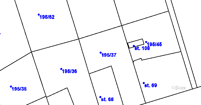 Parcela st. 195/37 v KÚ Černíky, Katastrální mapa