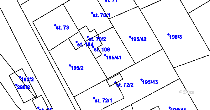 Parcela st. 195/41 v KÚ Černíky, Katastrální mapa