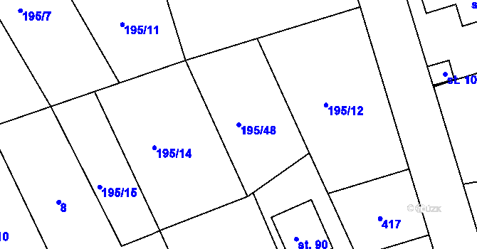 Parcela st. 195/48 v KÚ Černíky, Katastrální mapa