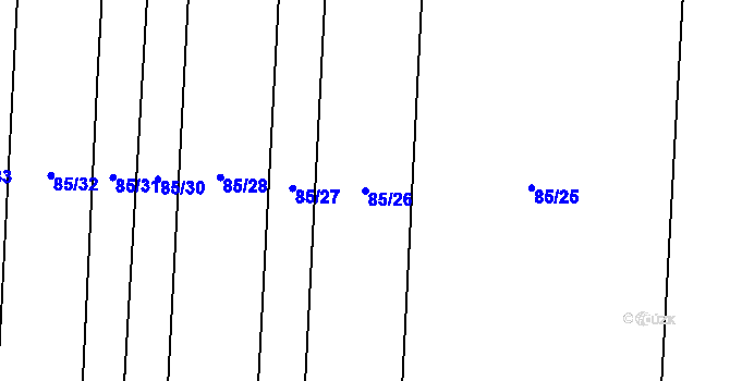 Parcela st. 85/26 v KÚ Černíky, Katastrální mapa