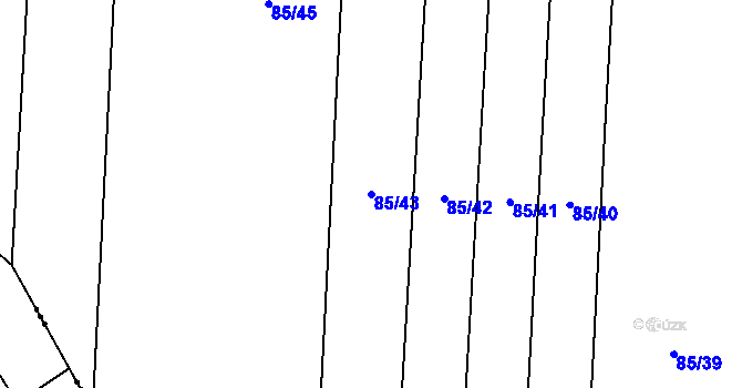Parcela st. 85/43 v KÚ Černíky, Katastrální mapa