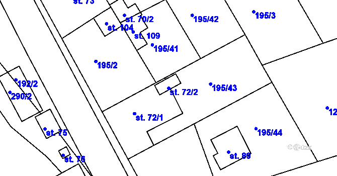 Parcela st. 72/2 v KÚ Černíky, Katastrální mapa