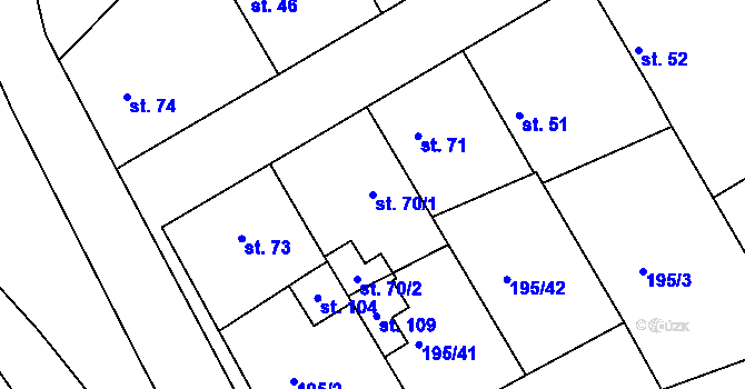 Parcela st. 70/1 v KÚ Černíky, Katastrální mapa