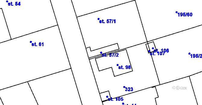 Parcela st. 57/2 v KÚ Černíky, Katastrální mapa