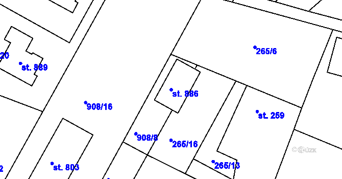 Parcela st. 886 v KÚ Černilov, Katastrální mapa
