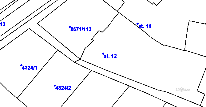 Parcela st. 12 v KÚ Černilov, Katastrální mapa