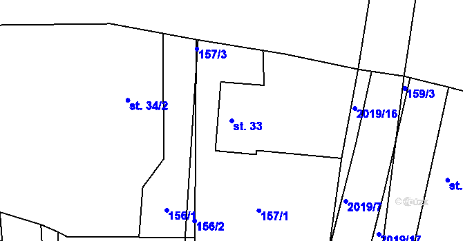 Parcela st. 33 v KÚ Černilov, Katastrální mapa