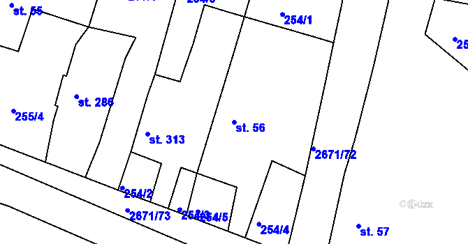 Parcela st. 56 v KÚ Černilov, Katastrální mapa