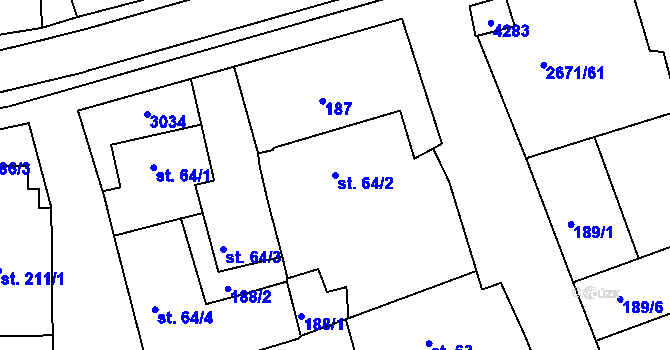 Parcela st. 64/2 v KÚ Černilov, Katastrální mapa