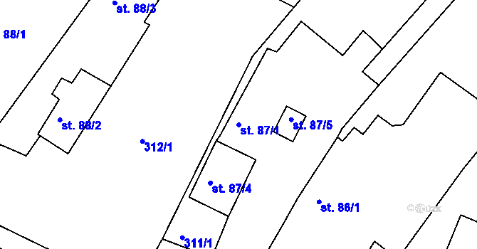 Parcela st. 87/1 v KÚ Černilov, Katastrální mapa