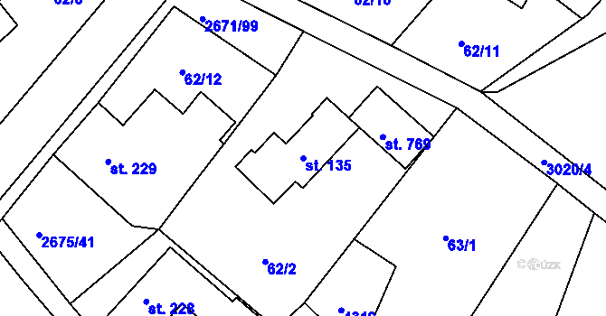Parcela st. 135 v KÚ Černilov, Katastrální mapa